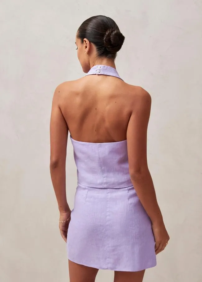 ALOHAS Tops Ami 8211 Purple Linen Top 8211 Women