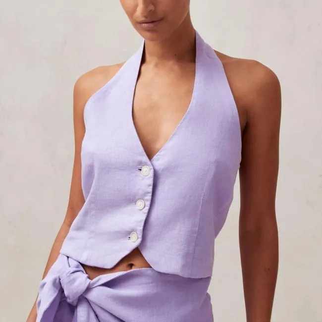 ALOHAS Tops Ami 8211 Purple Linen Top 8211 Women