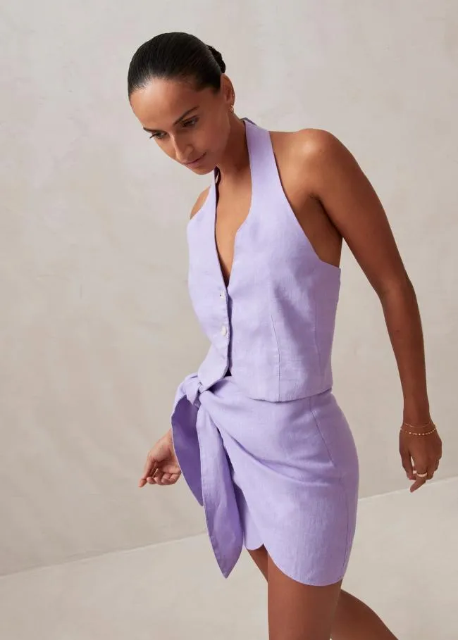 ALOHAS Tops Ami 8211 Purple Linen Top 8211 Women