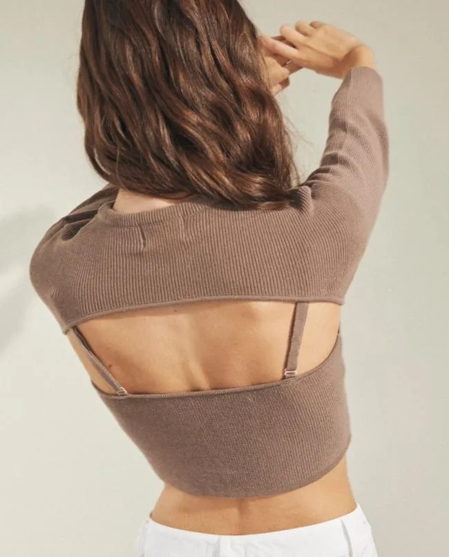 ALOHAS Tops Hustle 8211 Brown Knit Top 8211 Women