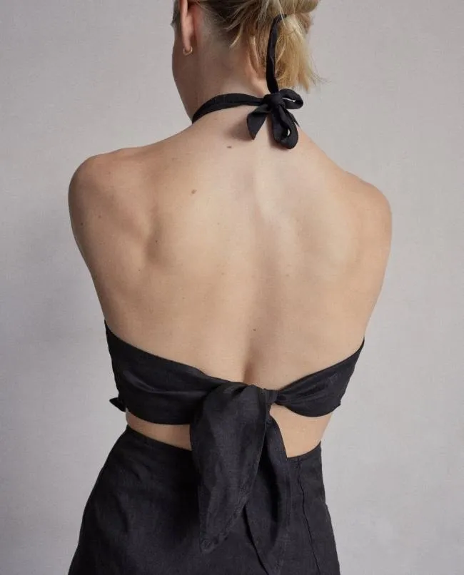 ALOHAS Tops Poetry 8211 Black Linen Top 8211 Women