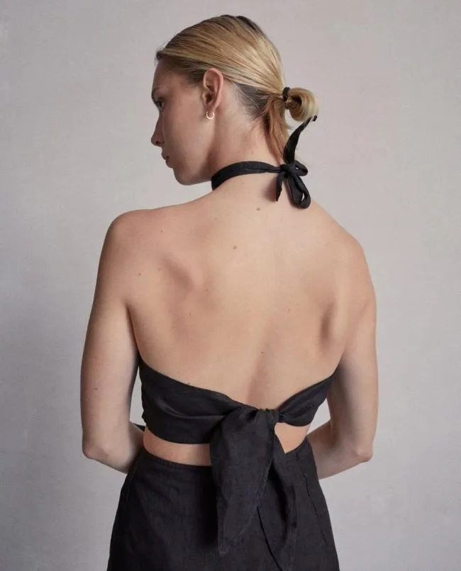 ALOHAS Tops Poetry 8211 Black Linen Top 8211 Women