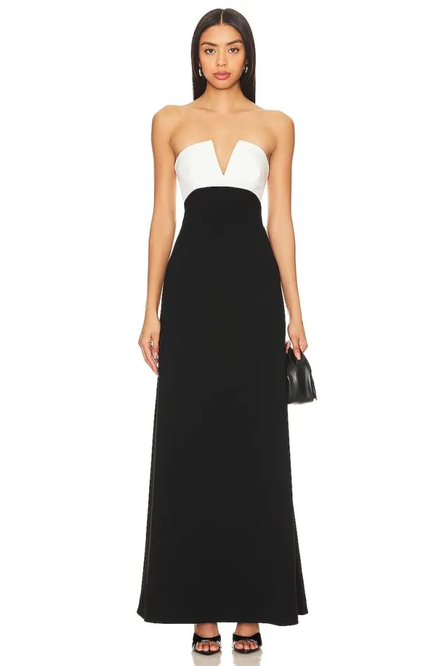 Anais Strapless Gown Black and White Women Lovers and Friends Dresses