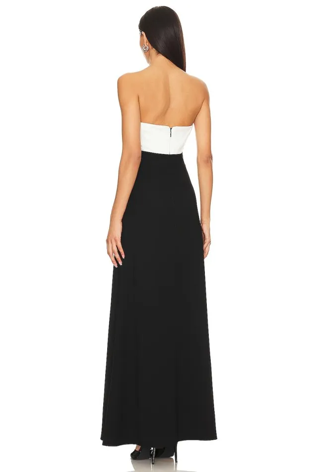 Anais Strapless Gown Black and White Women Lovers and Friends Dresses