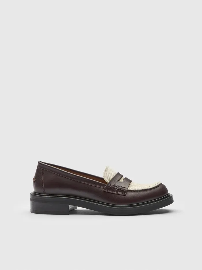 ATP Atelier Flats Albaredo WalnutEcru LeatherCanvas Loafers Walnutecru 8211 Women