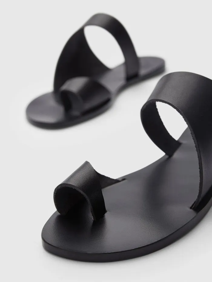 ATP Atelier Icon Shoes Centola Black Leather Cutout Sandals Black 8211 Women