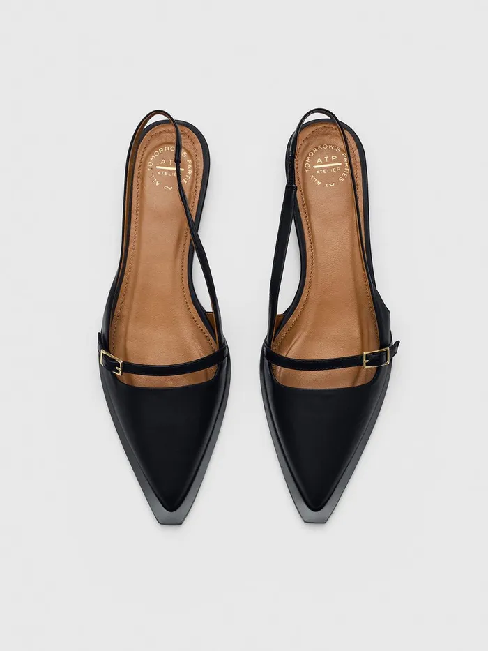 ATP Atelier Icon Shoes Cortina Black Nappa Flat Slingbacks Black 8211 Women