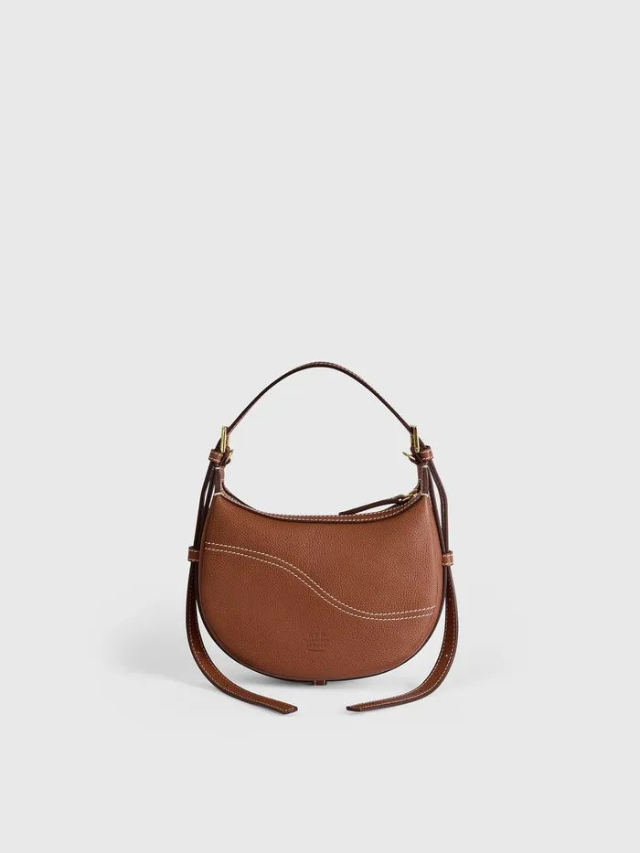 ATP Atelier Mini Bags Silea Brandy Grained Leather Mini Hobo Bag Brandycontrast Stitch 8211 Women ATP Atelier Mini Bags Silea Brandy Grained Leather Mini Hobo Bag Brandycontrast Stitch 8211 Women