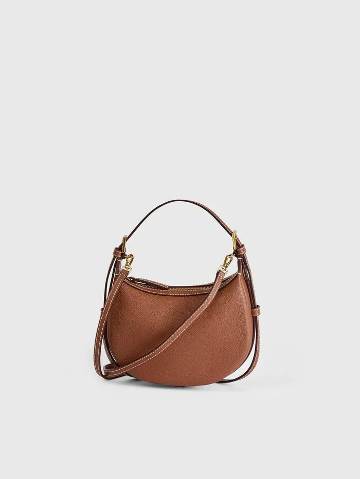 ATP Atelier Mini Bags Silea Brandy Grained Leather Mini Hobo Bag Brandycontrast Stitch 8211 Women