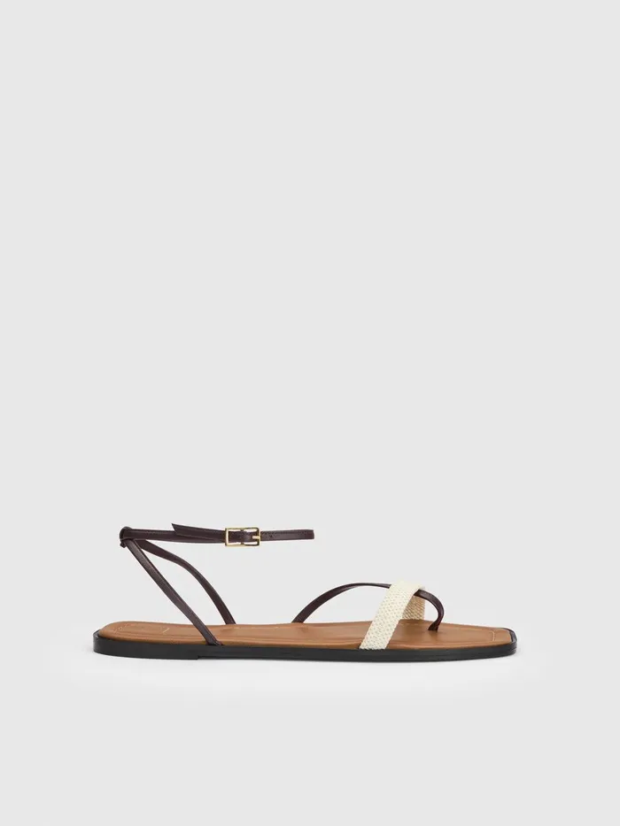 ATP Atelier Sandals Miane WalnutEcru NappaCanvas Strappy Sandals Walnutecru 8211 Women