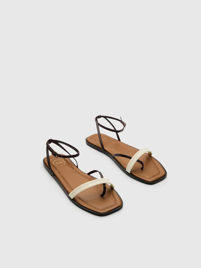 ATP Atelier Sandals Miane WalnutEcru NappaCanvas Strappy Sandals Walnutecru 8211 Women