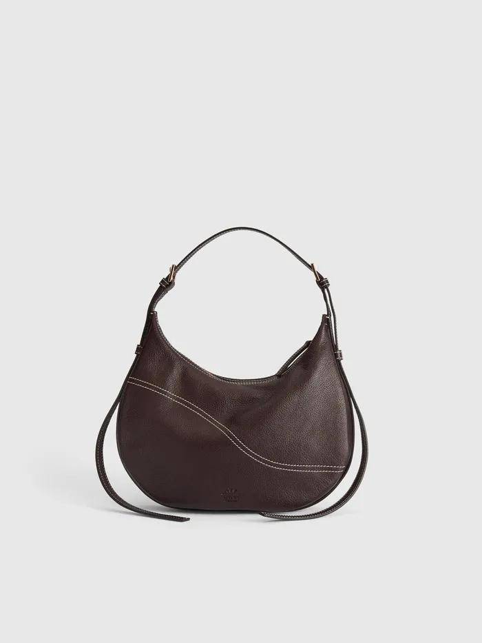 ATP Atelier Shoulder Bags Liveri WalnutContrast Stitch Grained Leather Small Hobo Bag Walnutcontrast Stitch 8211 Women ATP Atelier Shoulder Bags Liveri WalnutContrast Stitch Grained Leather Small Hobo Bag Walnutcontrast Stitch 8211 Women