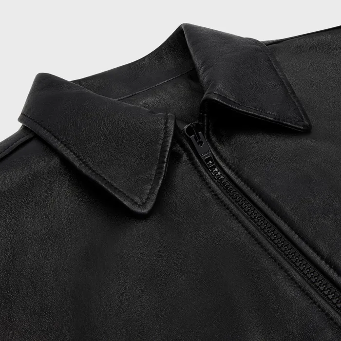 Aviator Shearling Blouson Jacket In Soft Lambskin Black Men CELINE LEATHER