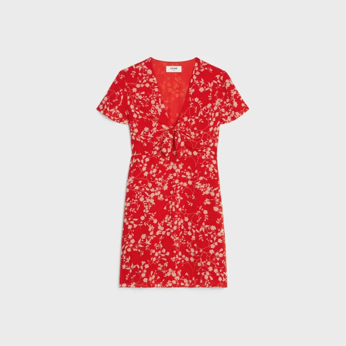 Babydoll Mini Dress In Silk Georgette Rougecraie Women CELINE DRESSES AND SKIRTS Babydoll Mini Dress In Silk Georgette Rougecraie Women CELINE DRESSES AND SKIRTS