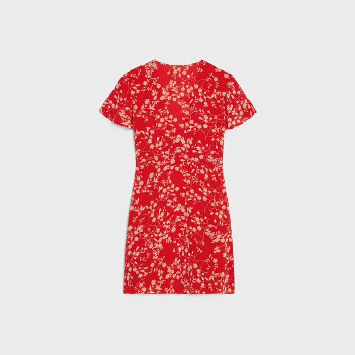 Babydoll Mini Dress In Silk Georgette Rougecraie Women CELINE DRESSES AND SKIRTS