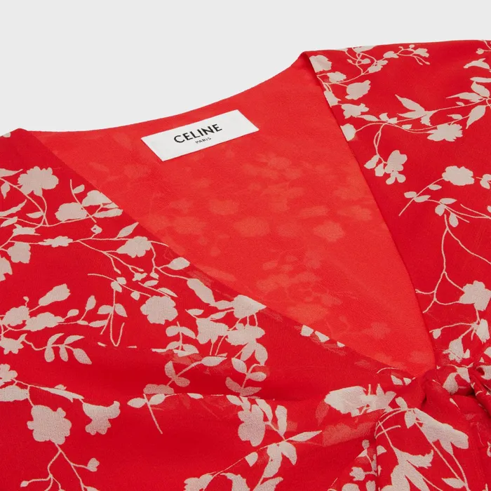 Babydoll Mini Dress In Silk Georgette Rougecraie Women CELINE DRESSES AND SKIRTS