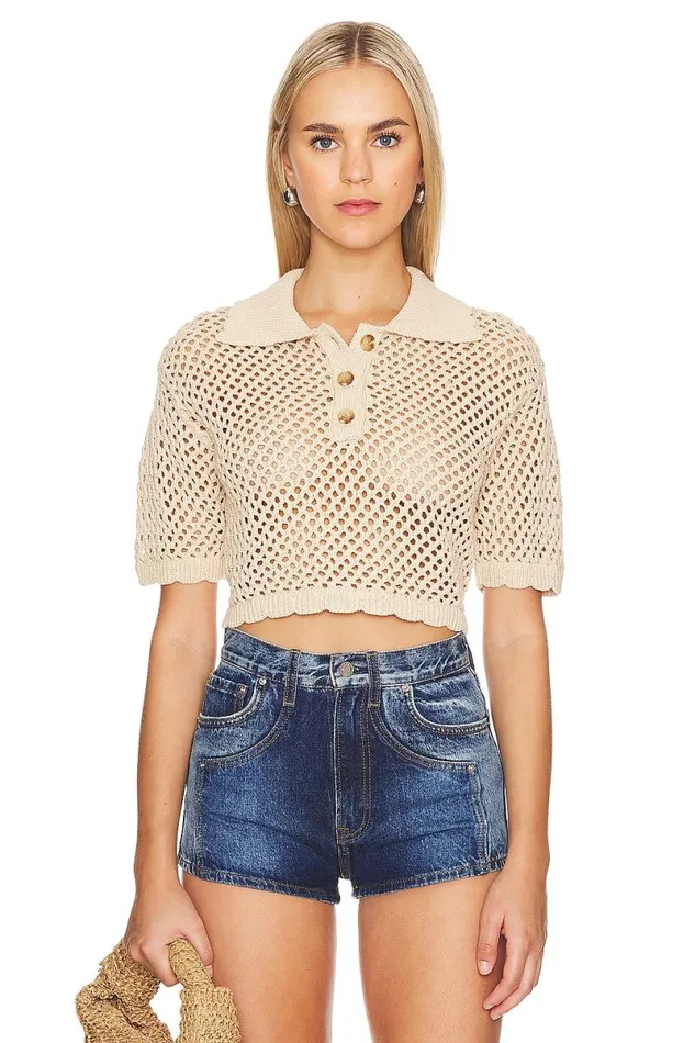 Bahari Polo Beige and Ivory Women Lovers and Friends Tops