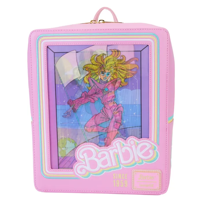 Barbie 65th Anniversary Doll Box Triple Lenticular Mini Backpack Unisex Loungefly Backpacks Barbie 65th Anniversary Doll Box Triple Lenticular Mini Backpack Unisex Loungefly Backpacks