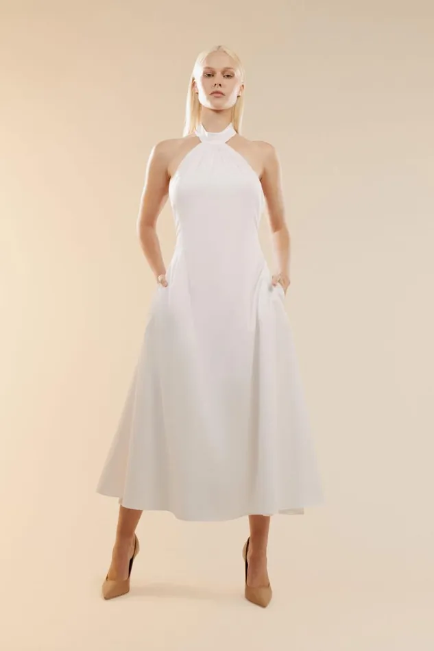 Bardot Day To Night Dresses Genevieve Poplin Midi Dress In Orchid White 8211 Women
