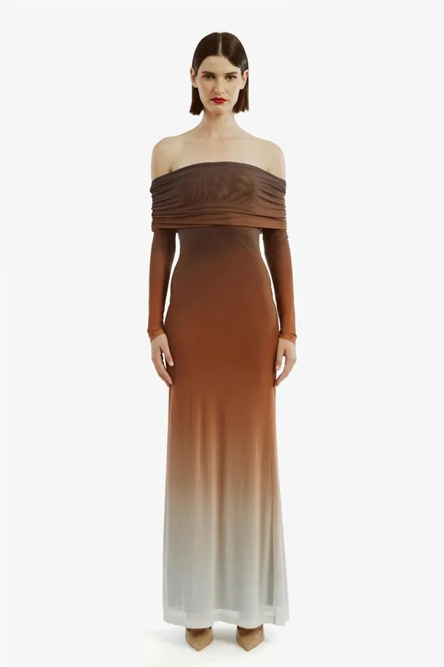 Bardot Day To Night Dresses Saphia Mesh Maxi Dress In Brown Ombre 8211 Women Bardot Day To Night Dresses Saphia Mesh Maxi Dress In Brown Ombre 8211 Women
