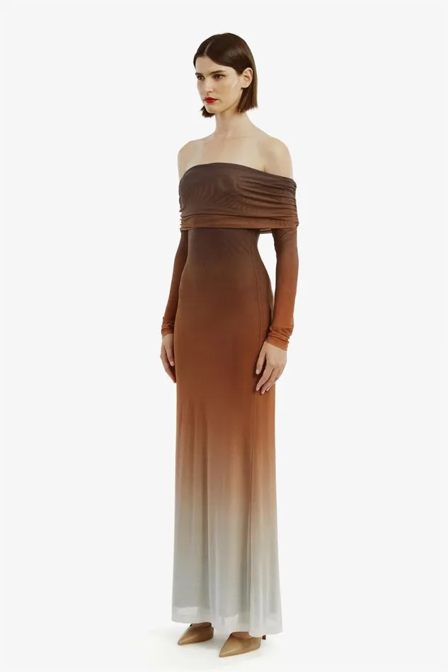 Bardot Day To Night Dresses Saphia Mesh Maxi Dress In Brown Ombre 8211 Women Bardot Day To Night Dresses Saphia Mesh Maxi Dress In Brown Ombre 8211 Women