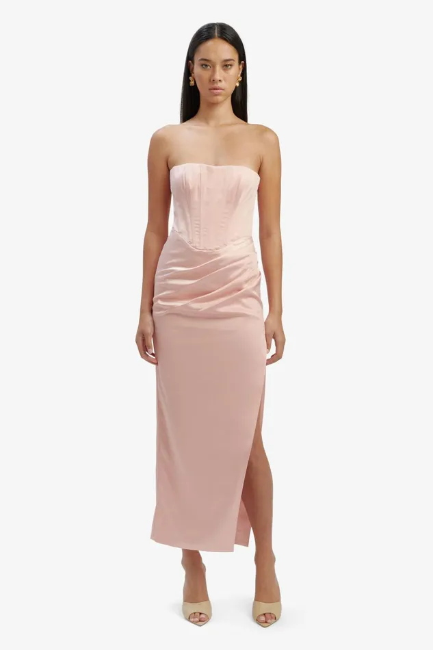 Bardot Party Dresses Everlasting Satin Midi Dress In Soft Pink 8211 Women Bardot Party Dresses Everlasting Satin Midi Dress In Soft Pink 8211 Women