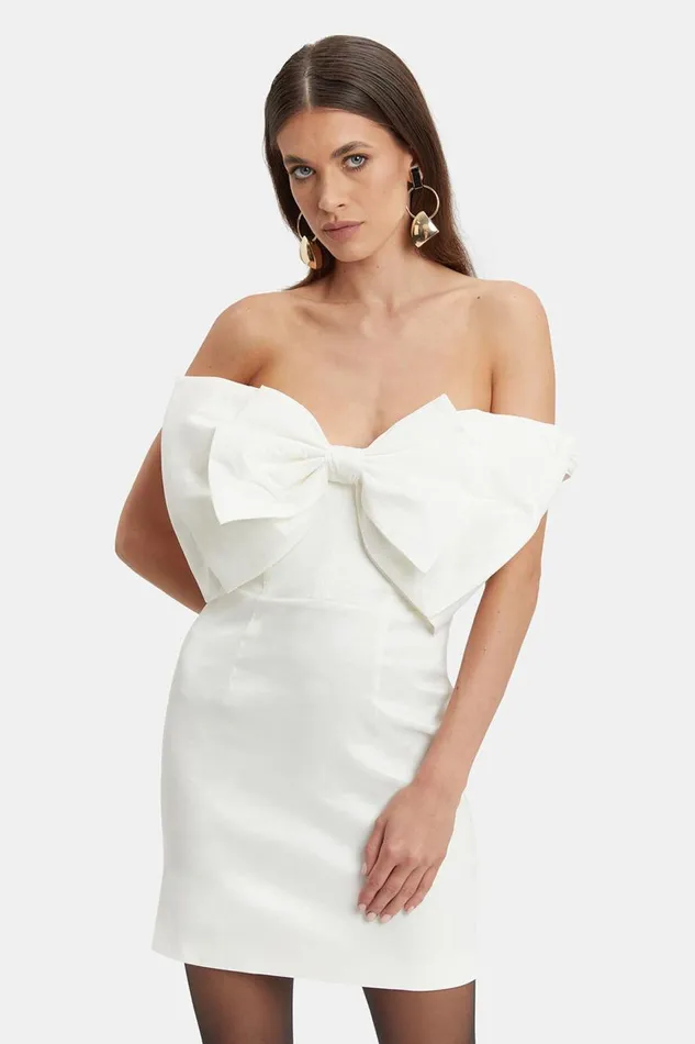 Bardot Party Dresses Mini Bow Dress In White 8211 Women Bardot Party Dresses Mini Bow Dress In White 8211 Women