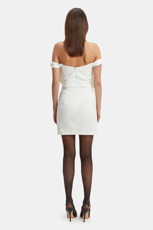 Bardot Party Dresses Mini Bow Dress In White 8211 Women Bardot Party Dresses Mini Bow Dress In White 8211 Women