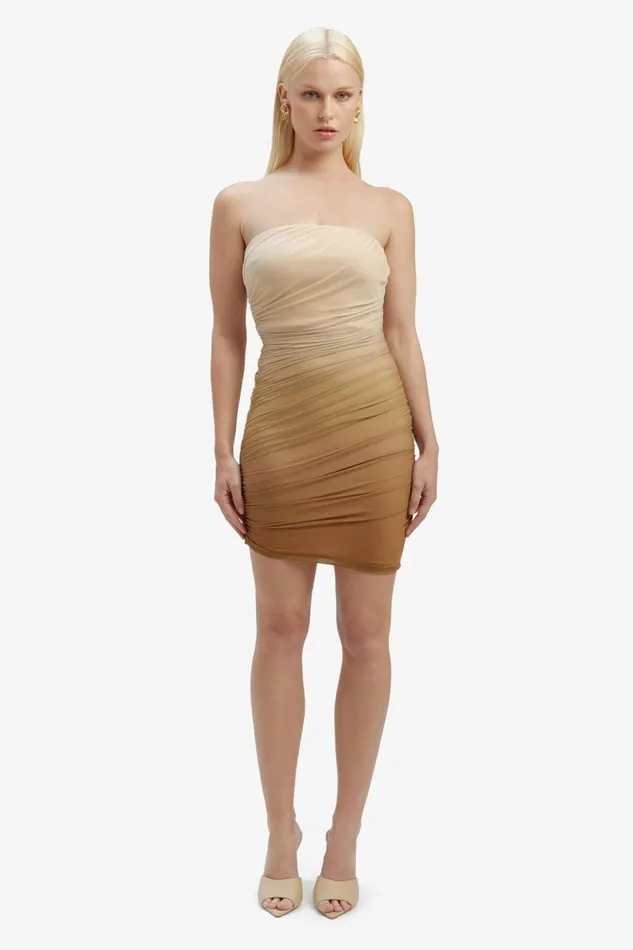 Bardot Party Dresses Rumi Mesh Dress In Brown Ombre 8211 Women Bardot Party Dresses Rumi Mesh Dress In Brown Ombre 8211 Women