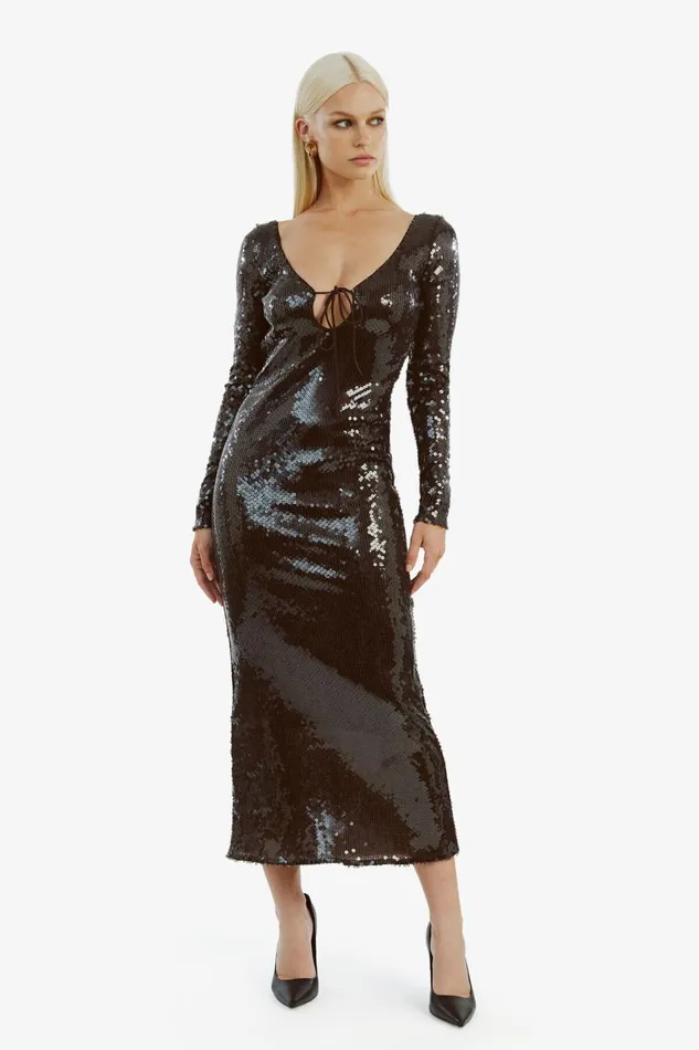 Bardot Party Dresses Verona Sequin Maxi Dress In Dark Chocolate 8211 Women Bardot Party Dresses Verona Sequin Maxi Dress In Dark Chocolate 8211 Women