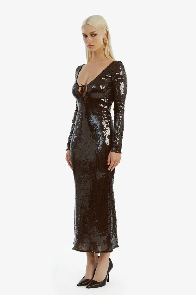 Bardot Party Dresses Verona Sequin Maxi Dress In Dark Chocolate 8211 Women Bardot Party Dresses Verona Sequin Maxi Dress In Dark Chocolate 8211 Women