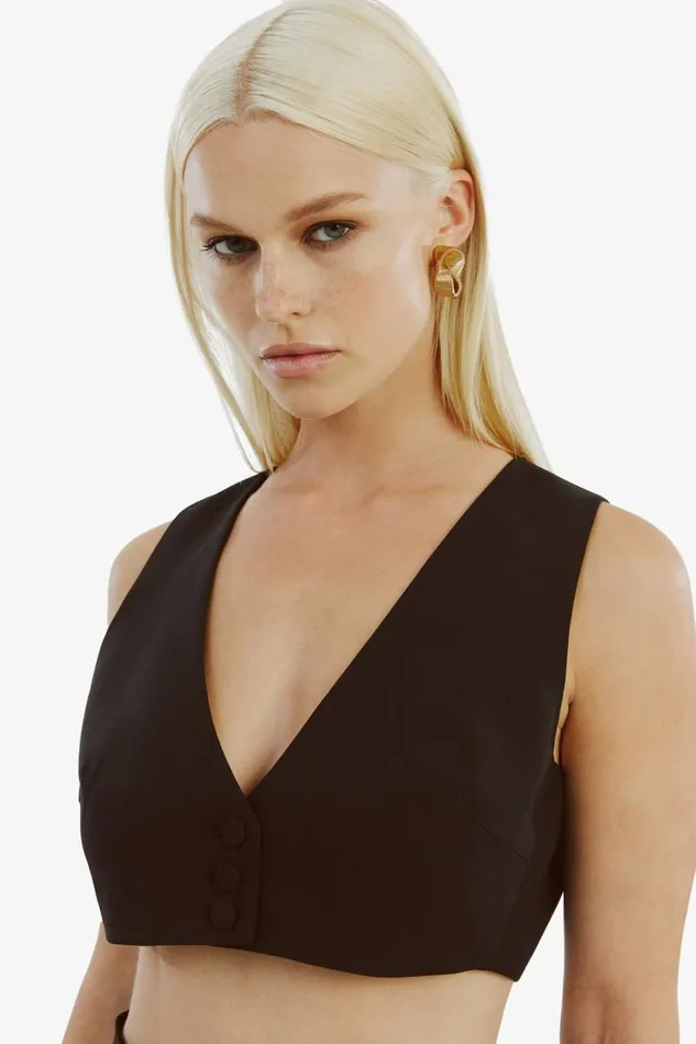 Bardot Party Tops Marla Cropped Vest In Black 8211 Women