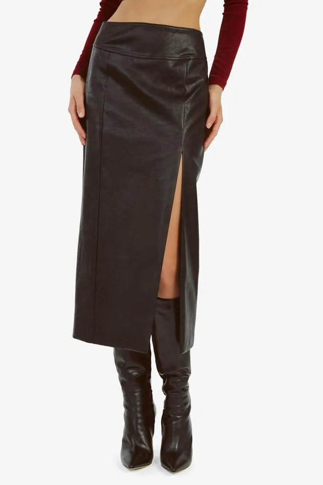Bardot Skirts Dante Vegan Leather Midi Skirt In Black 8211 Women