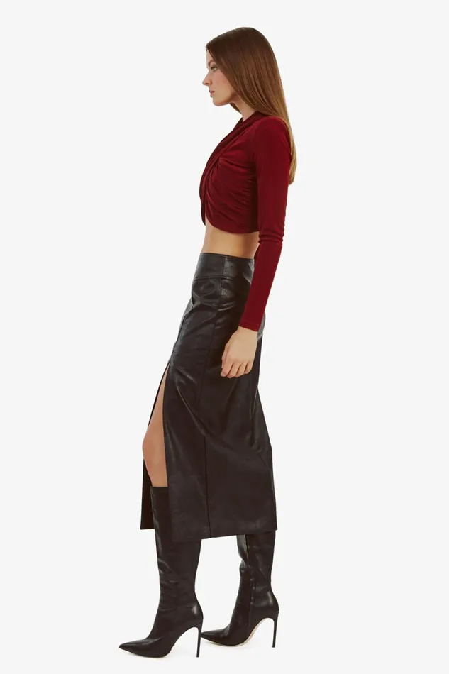 Bardot Skirts Dante Vegan Leather Midi Skirt In Black 8211 Women
