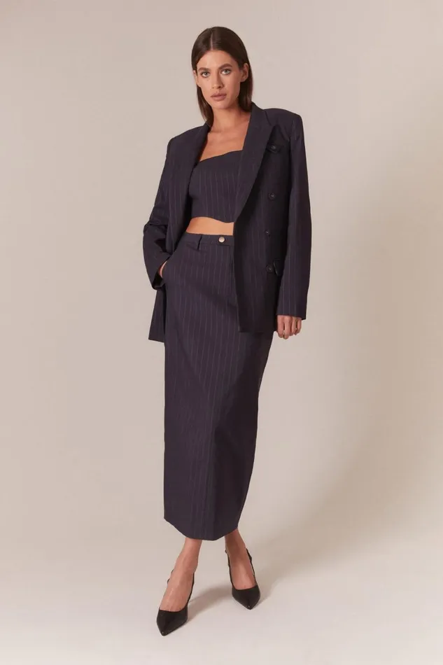 Bardot Skirts Sian Pin Stripe Maxi Skirt In Navy Pinstripe 8211 Women