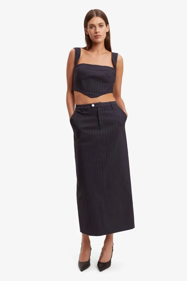 Bardot Skirts Sian Pin Stripe Maxi Skirt In Navy Pinstripe 8211 Women Bardot Skirts Sian Pin Stripe Maxi Skirt In Navy Pinstripe 8211 Women