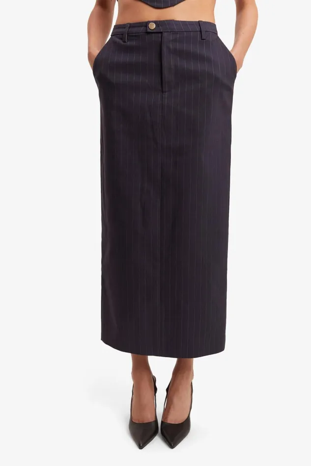 Bardot Skirts Sian Pin Stripe Maxi Skirt In Navy Pinstripe 8211 Women Bardot Skirts Sian Pin Stripe Maxi Skirt In Navy Pinstripe 8211 Women