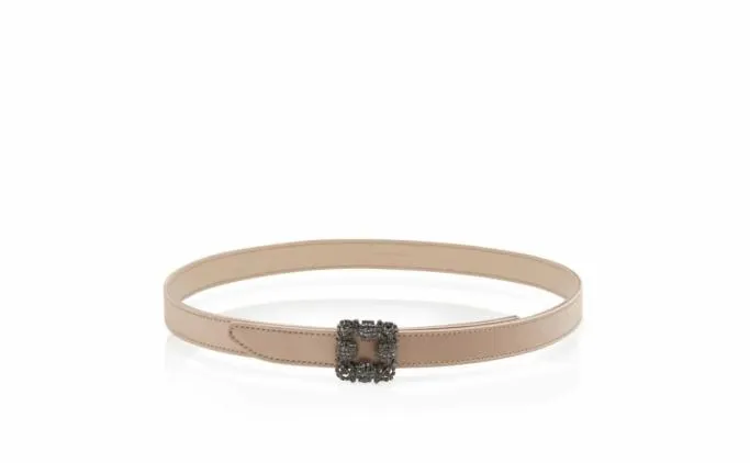 Belts Women Manolo Blahnik HANGISI BELT MINILight Beige Satin Crystal Buckled Belt Belts Women Manolo Blahnik HANGISI BELT MINILight Beige Satin Crystal Buckled Belt
