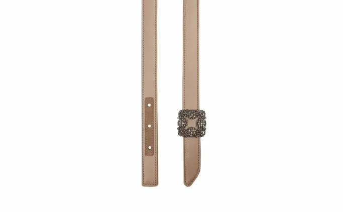 Belts Women Manolo Blahnik HANGISI BELT MINILight Beige Satin Crystal Buckled Belt Belts Women Manolo Blahnik HANGISI BELT MINILight Beige Satin Crystal Buckled Belt