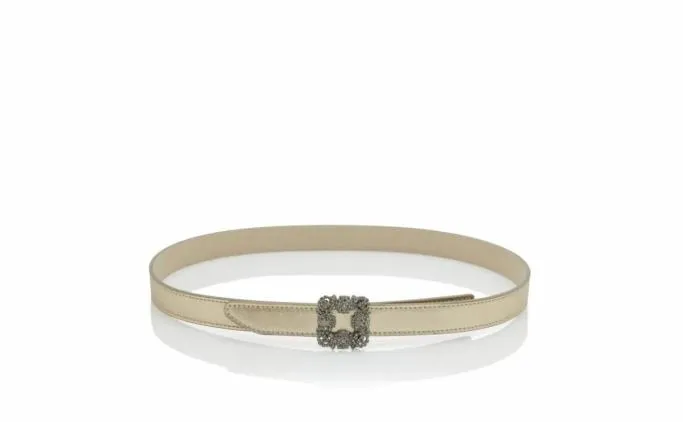 Belts Women Manolo Blahnik HANGISI BELTGold Nappa Leather Crystal Buckled Belt Belts Women Manolo Blahnik HANGISI BELTGold Nappa Leather Crystal Buckled Belt