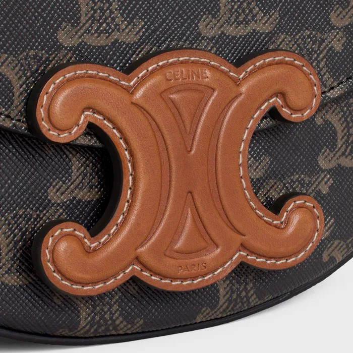 Besace Cuir Triomphe In Triomphe Canvas And Calfskin Tan Women CELINE CUIR TRIOMPHE Besace Cuir Triomphe In Triomphe Canvas And Calfskin Tan Women CELINE CUIR TRIOMPHE