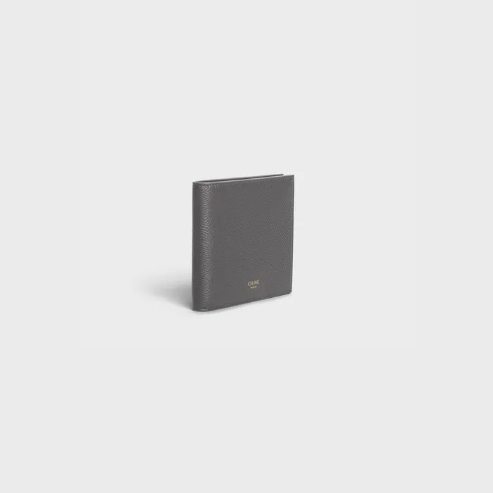 BiFold Wallet In Grained Calfskin Grey Men CELINE WALLETS