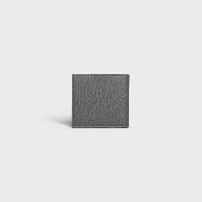 BiFold Wallet In Grained Calfskin Grey Men CELINE WALLETS