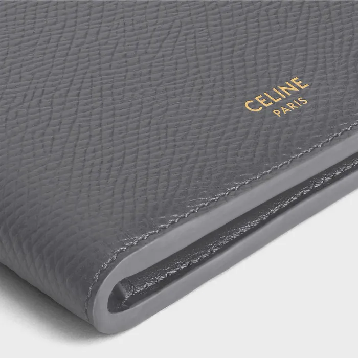 BiFold Wallet In Grained Calfskin Grey Men CELINE WALLETS