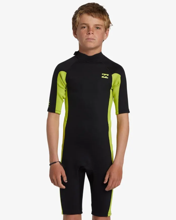 Billabong Boys039 Wetsuits Boys 2mm Foil Back Zip Short Sleeve Spring Wetsuit Fluro Lime 8211 Men Billabong Boys039 Wetsuits Boys 2mm Foil Back Zip Short Sleeve Spring Wetsuit Fluro Lime 8211 Men