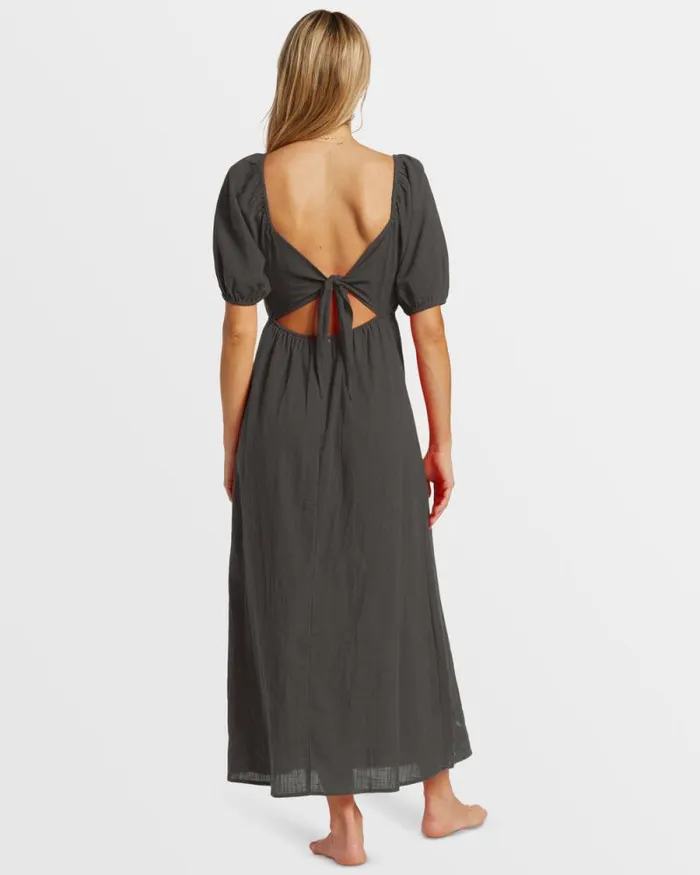 Billabong Dresses Love Fade Puff Sleeve Maxi Dress Black Sands 8211 Women Billabong Dresses Love Fade Puff Sleeve Maxi Dress Black Sands 8211 Women