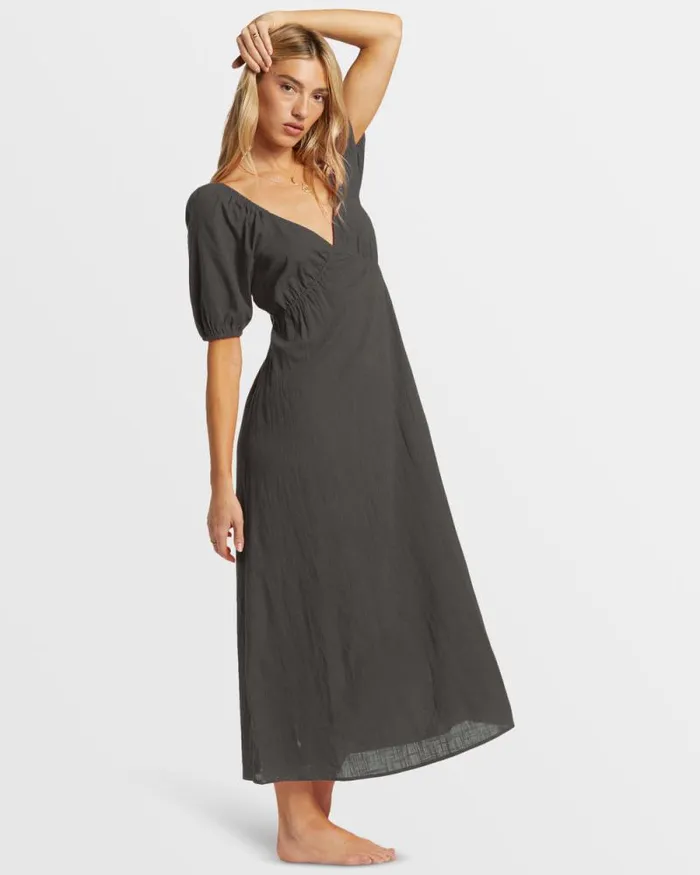 Billabong Dresses Love Fade Puff Sleeve Maxi Dress Black Sands 8211 Women Billabong Dresses Love Fade Puff Sleeve Maxi Dress Black Sands 8211 Women