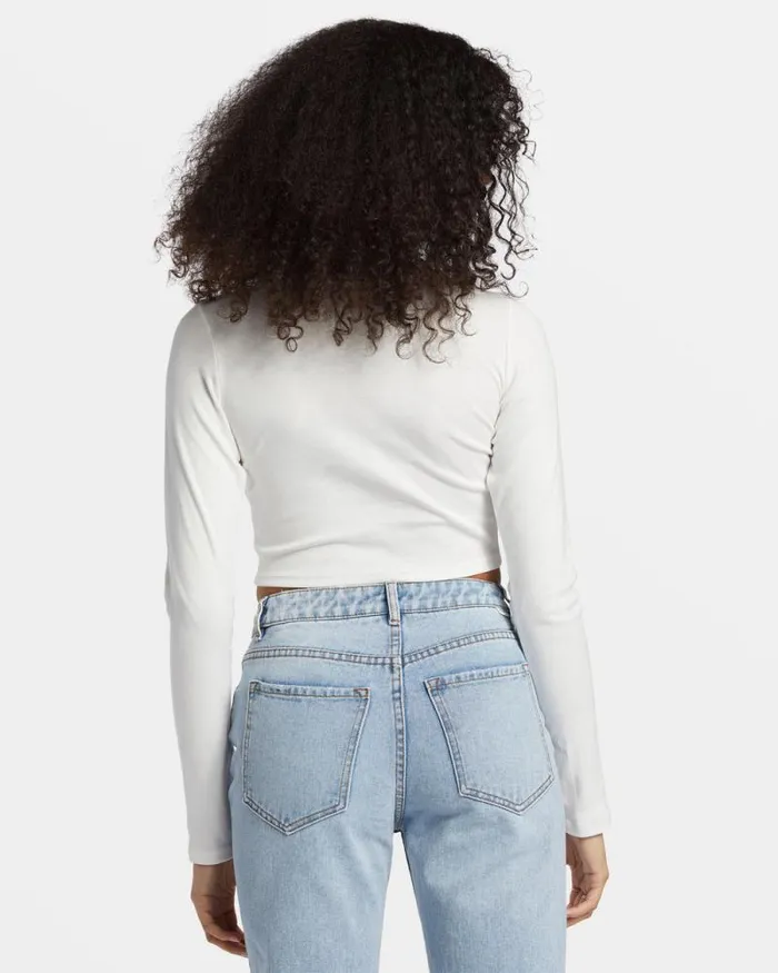 Billabong Graphic Tees and Tanks Find Your Coast Long Sleeve Cropped Tshirt Salt Crystal 8211 Women