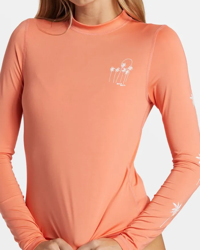 Billabong Rashguards and Bodysuits Core Long Sleeve Surf Tee Sweet Papaya 8211 Women