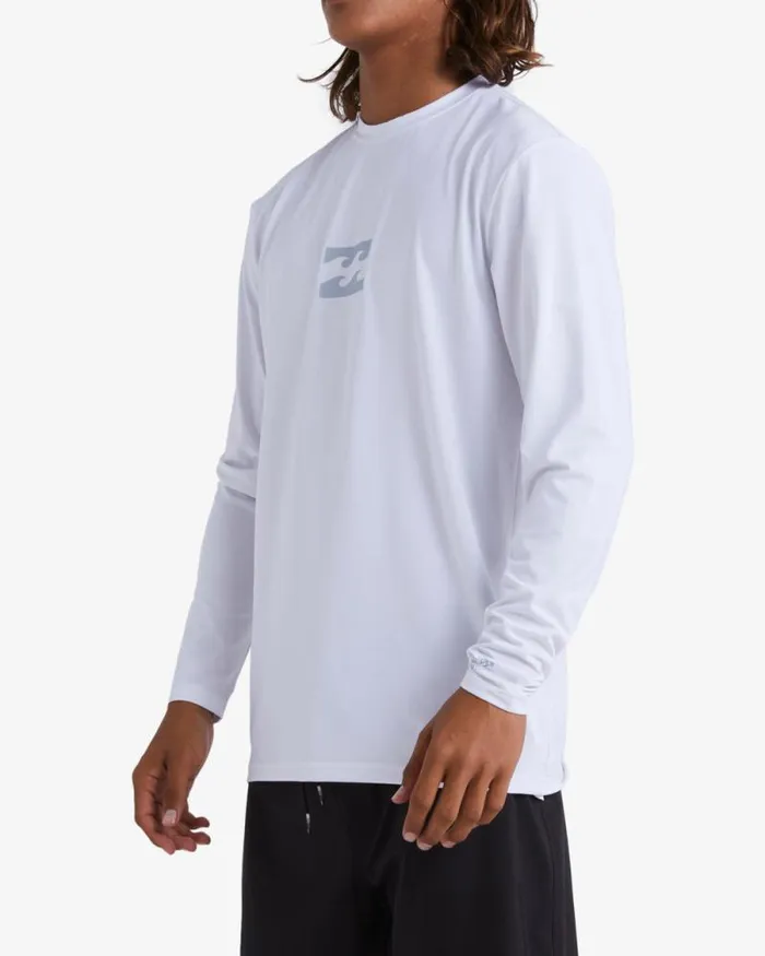 Billabong Rashguards and Surf Tees All Day Wave Loose Fit Long Sleeve Surf Tee White 8211 Men